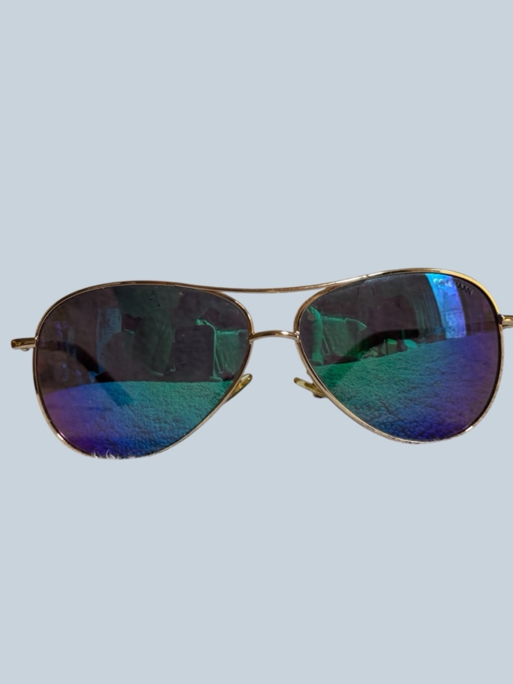 Unisex Aviator Sunglasses with Blue-Green Mirrored Lenses